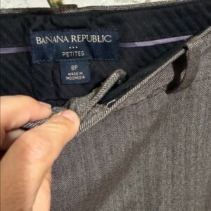Banana Republic Lined Charcoal Herringbone Pant